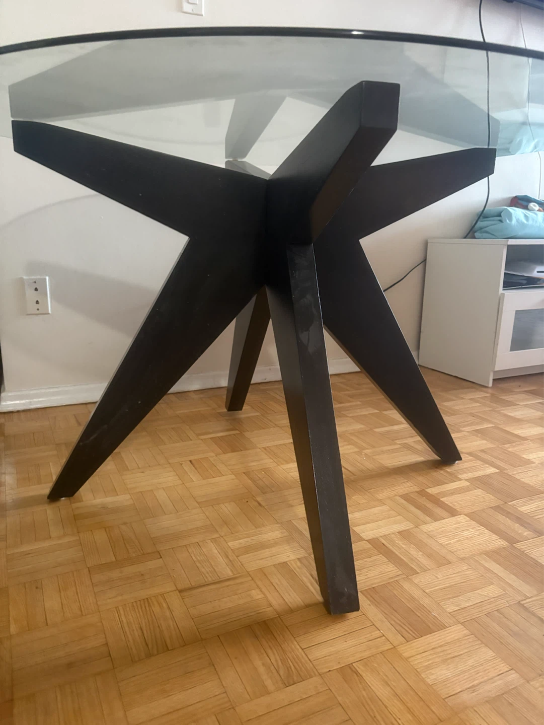Astrid 48" Glass Top Solid Wood Dining Table - photo 3