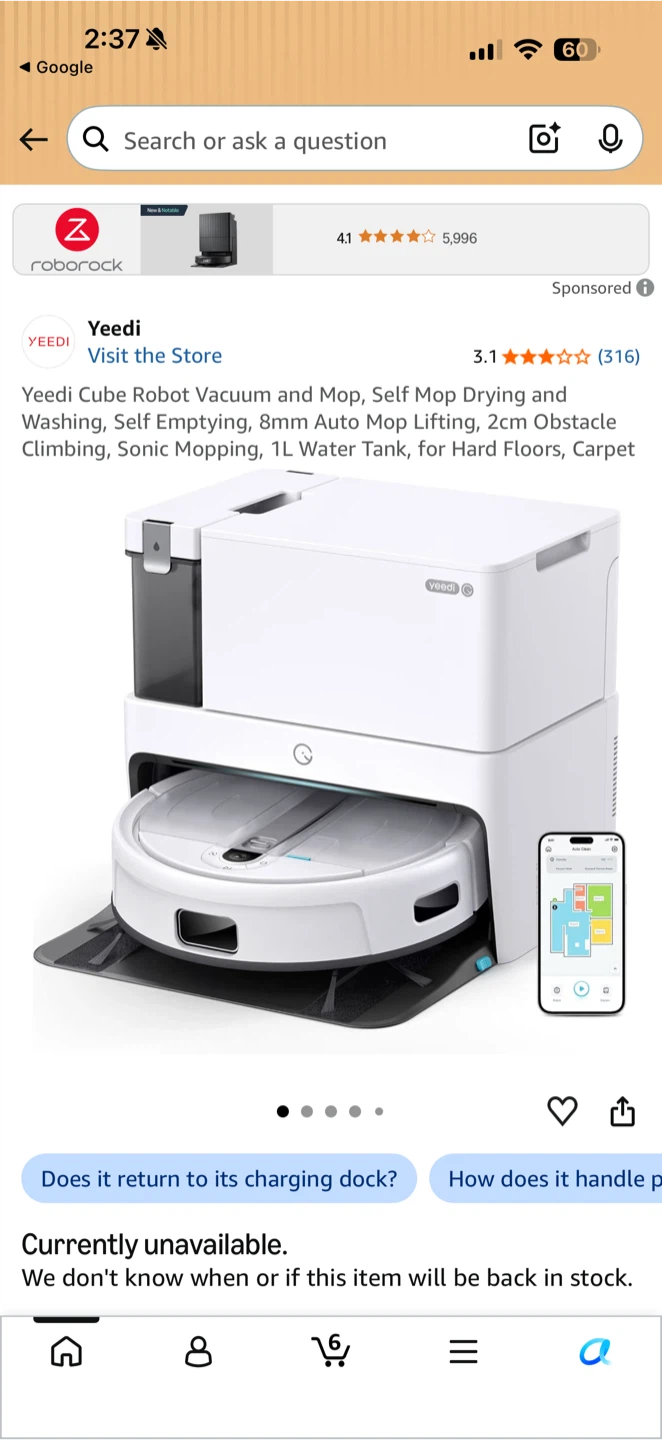 Yeedi Cube Robot Vacuum and Mop