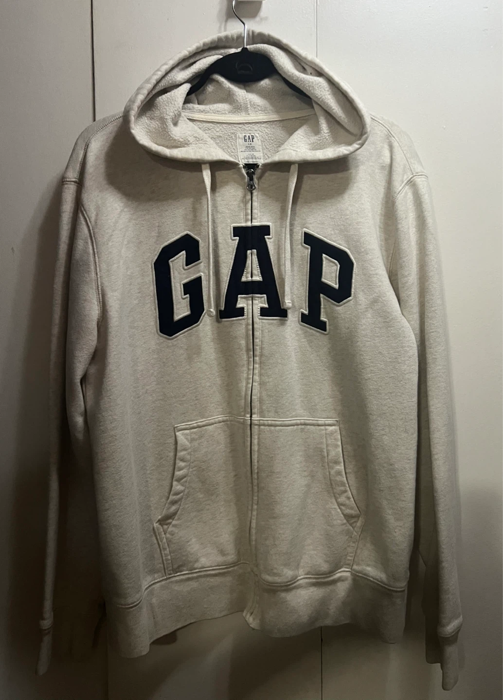 Beige Gap Zip Up with Navy Logo