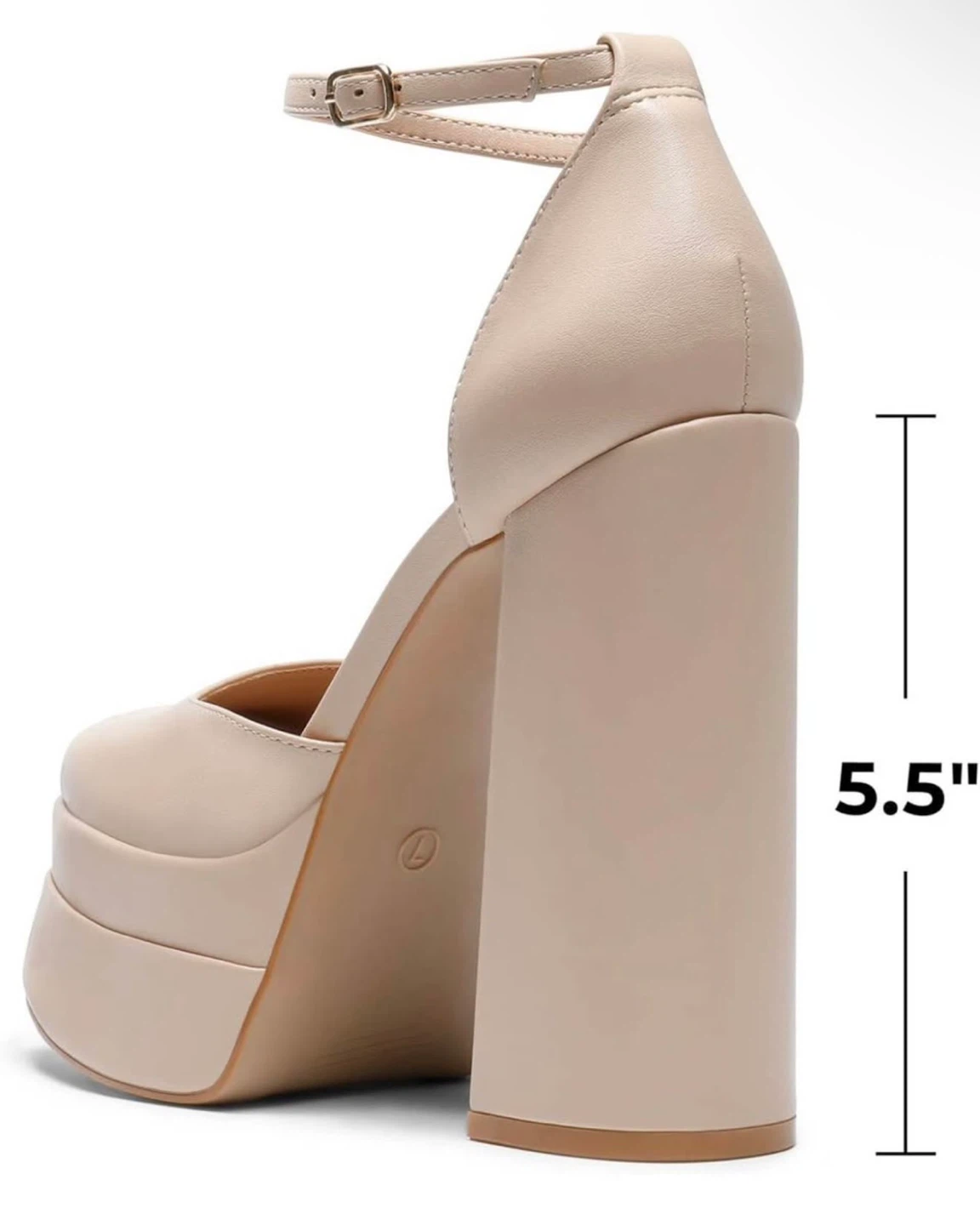 Dream Pairs Nude Platform Block Heels - Size 7 - photo 3