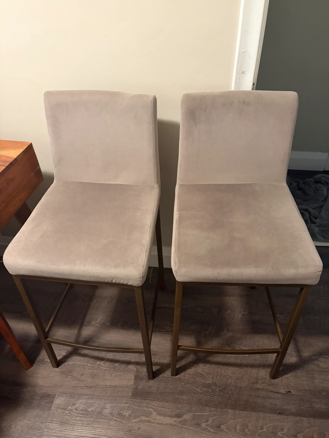 Two Bar Stools - Upholstered