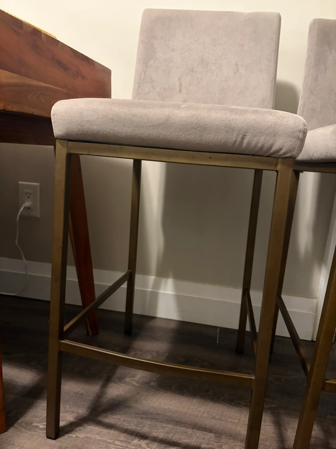 Two Bar Stools - Upholstered - photo 2