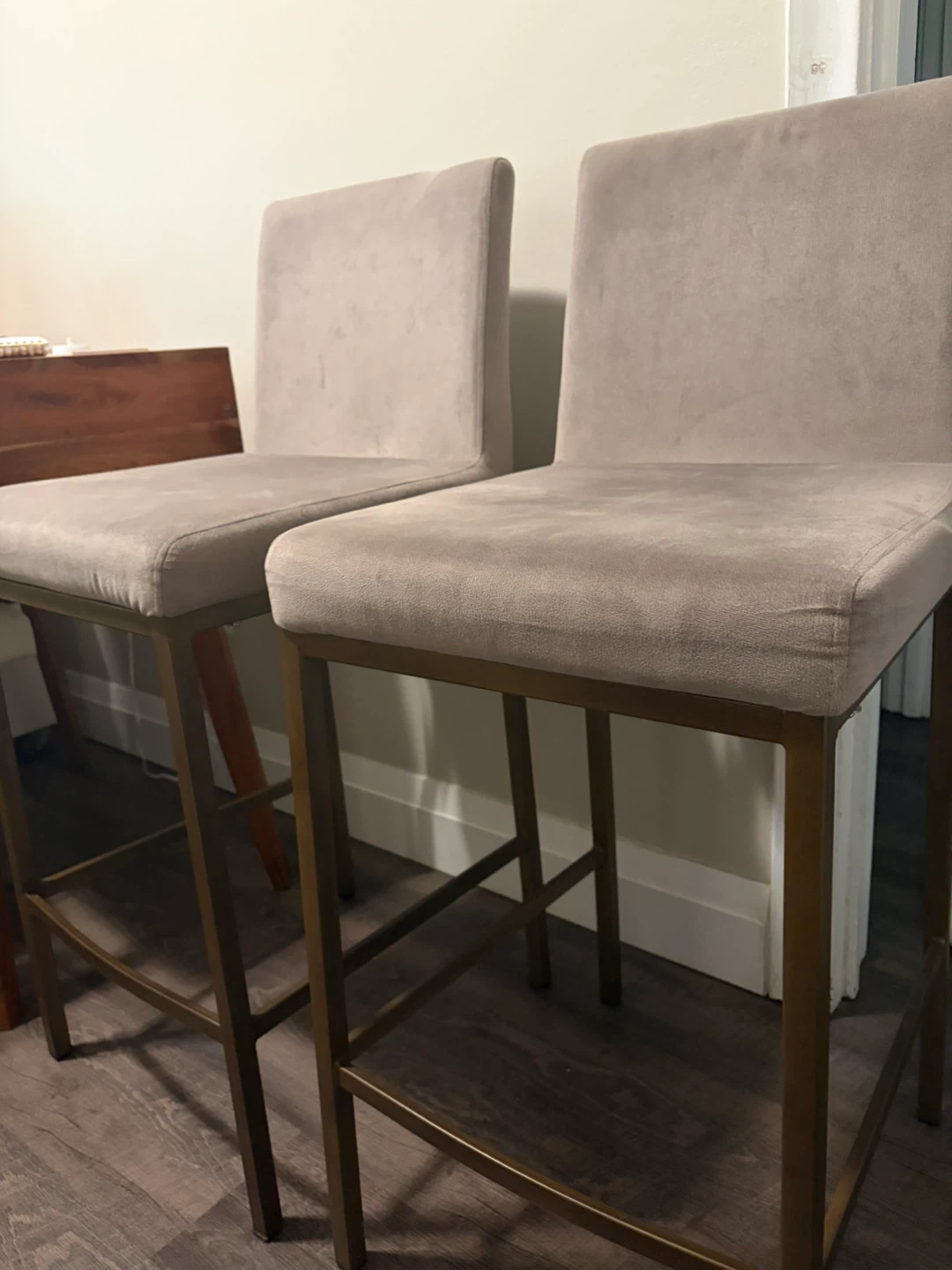 Two Bar Stools - Upholstered - photo 3