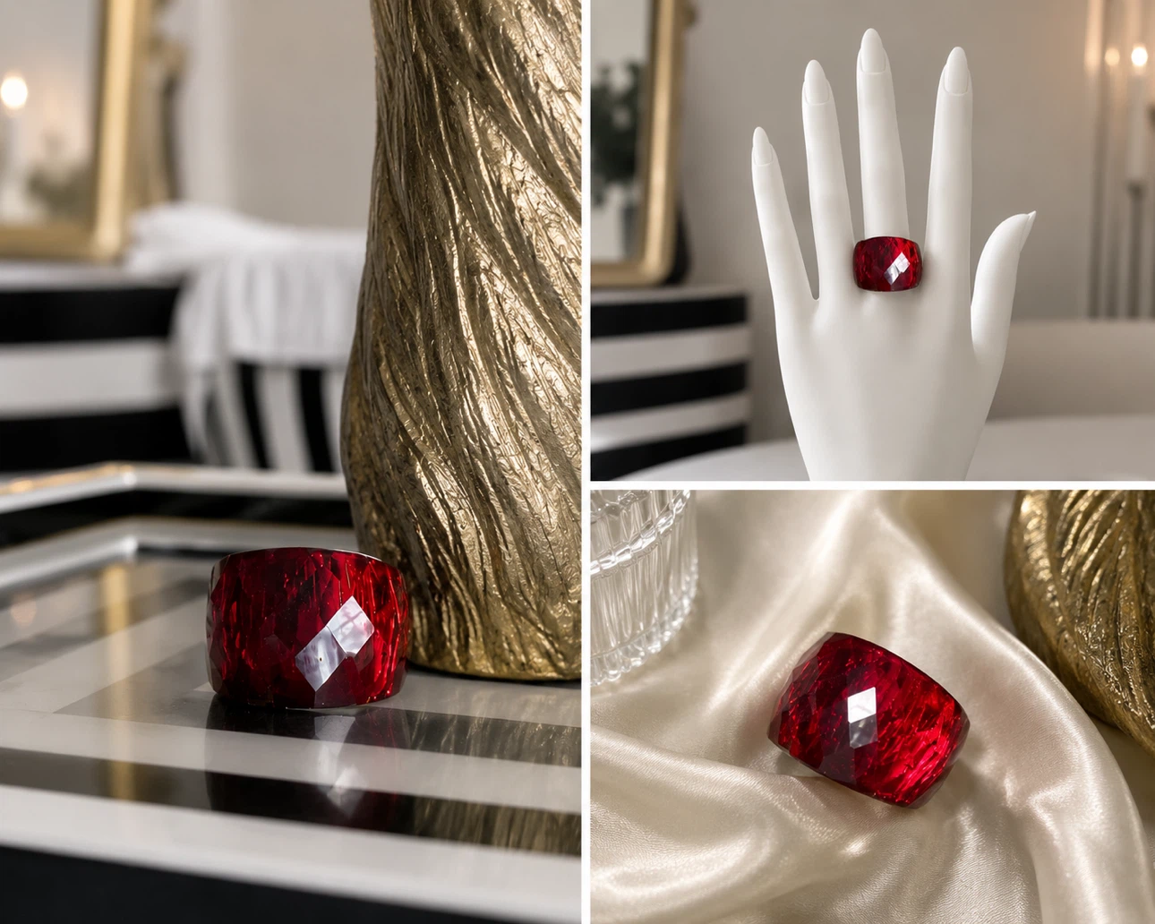 Red Crystal Statement Ring - photo 2