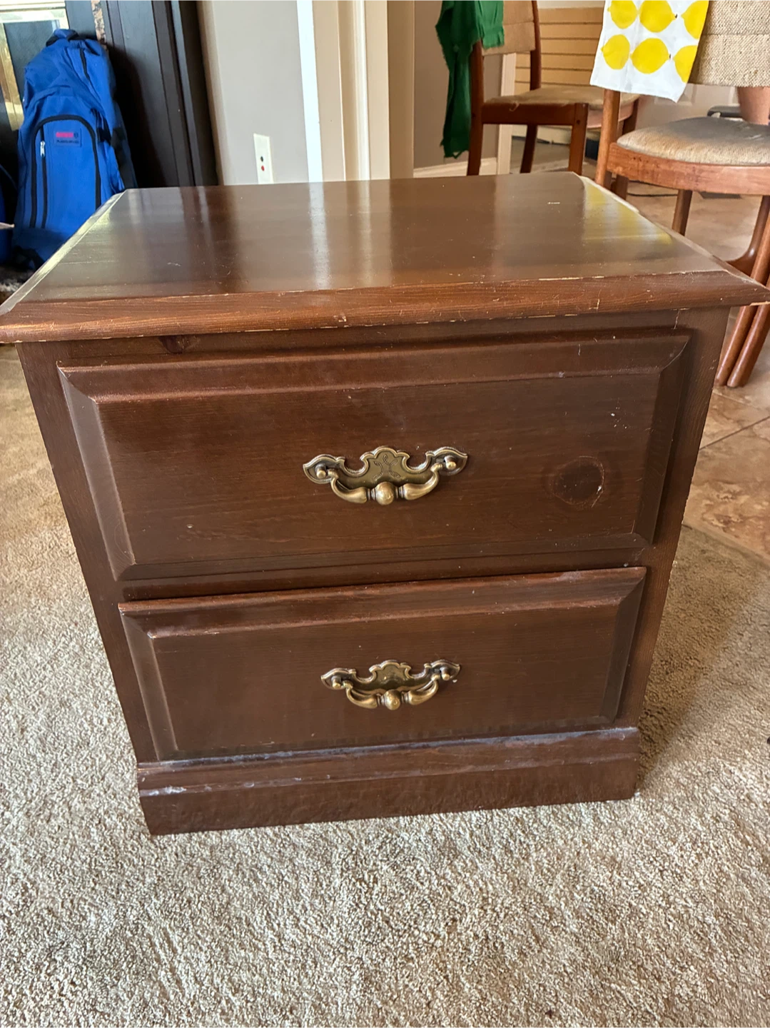 Wooden two-drawer nightstand