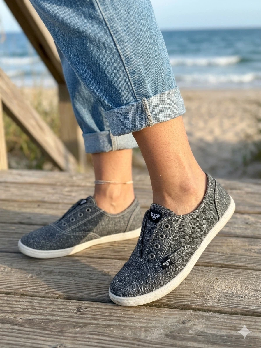 Roxy Women's Black Canvas Sneakers Size 7 - photo 3