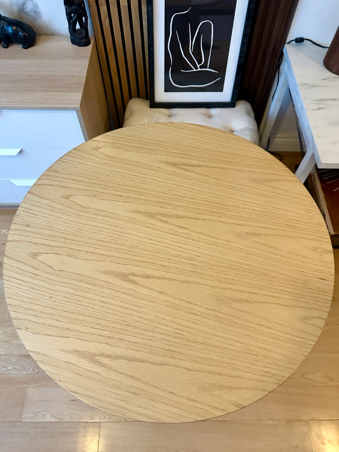 MODERN MINIMALIST WHITE OAK DINING TABLE / ROUND CONDO SIZE - photo 2