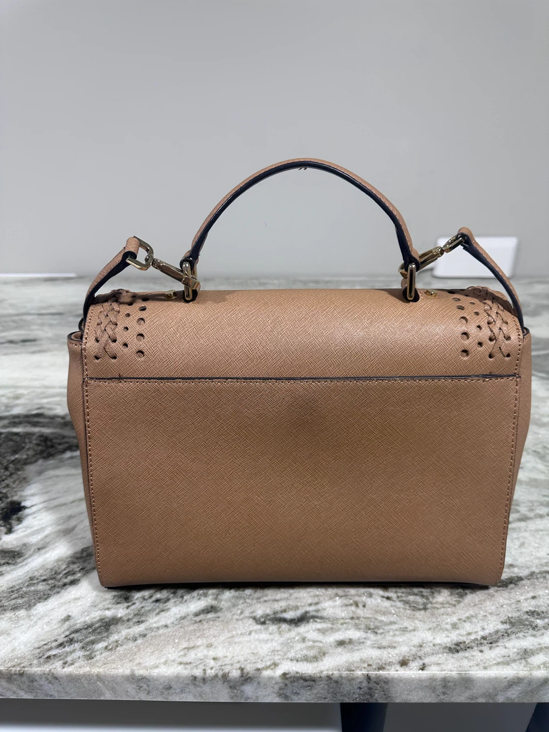 Tan Faux Leather Top Handle Bag - photo 2