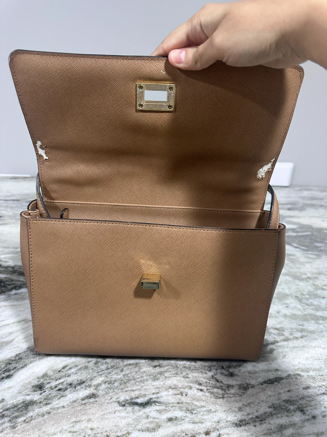 Tan Faux Leather Top Handle Bag - photo 4