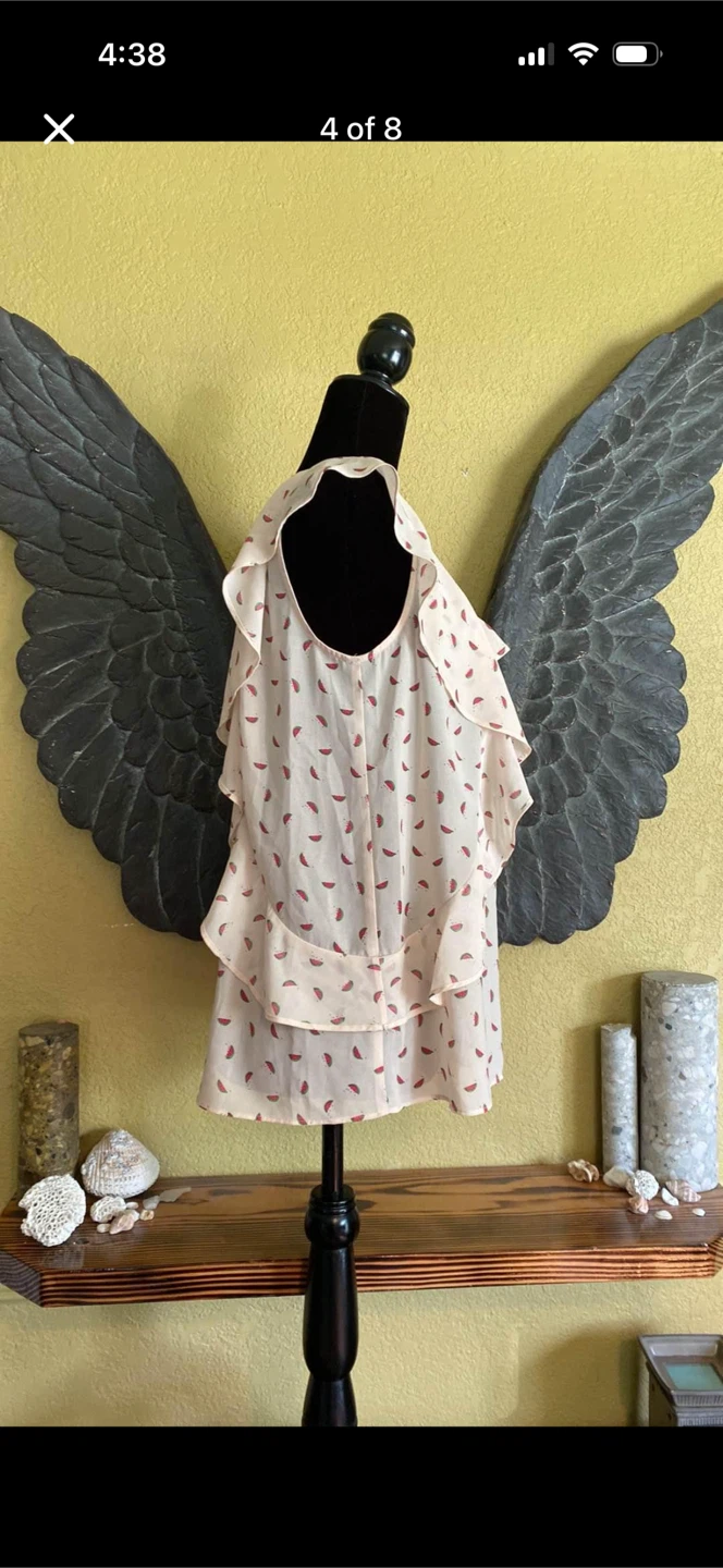 RW&CO Watermelon Print Ruffled Tank Top Blouse Shirt - photo 4