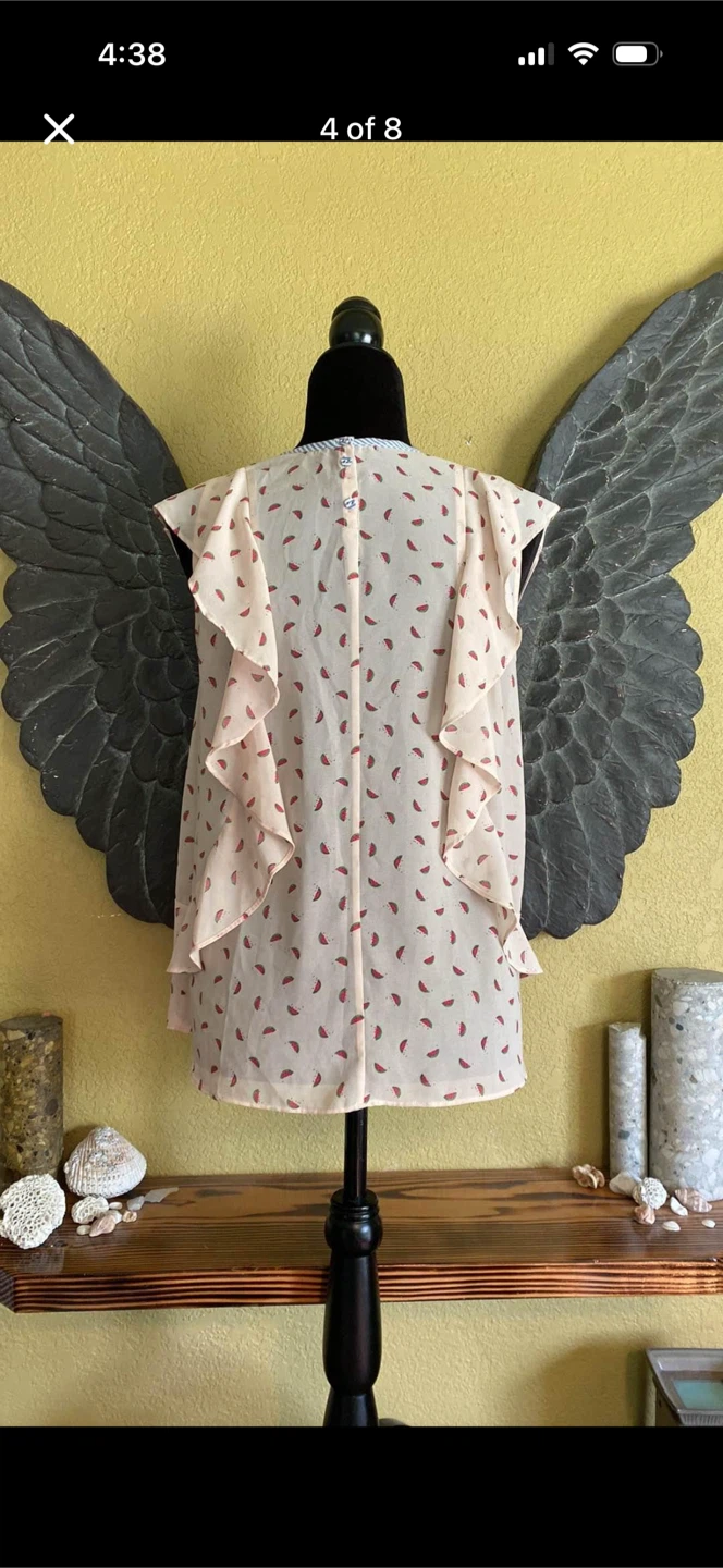 RW&CO Watermelon Print Ruffled Tank Top Blouse Shirt - photo 5