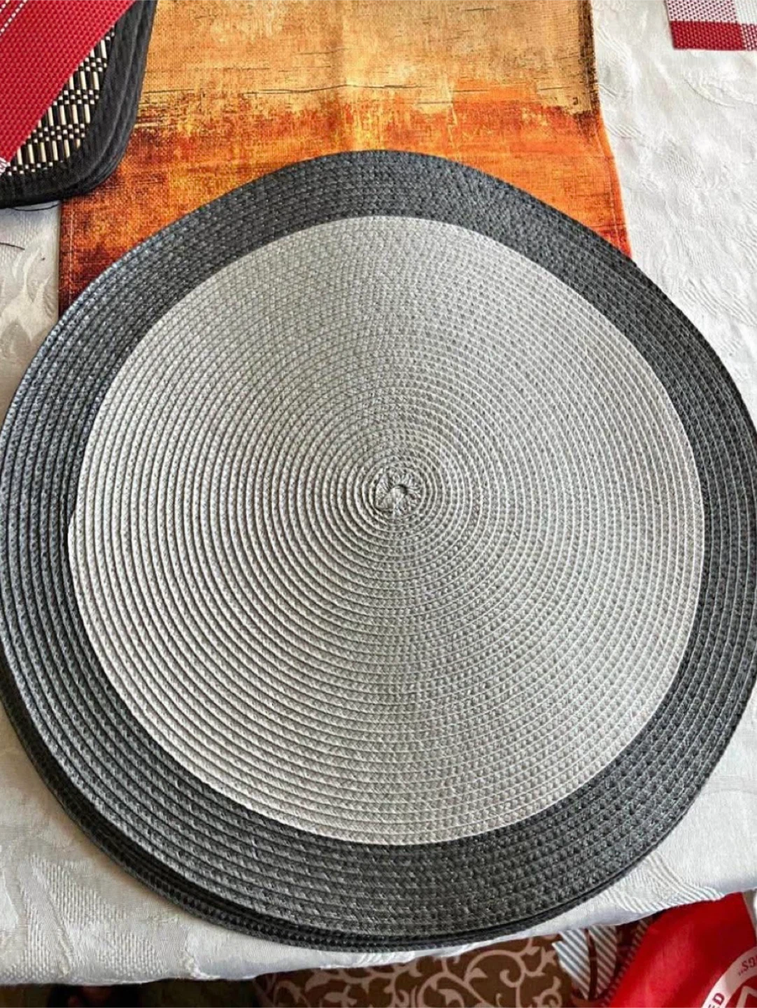 Round Grey Placemats/Table Mats (Set of 6)