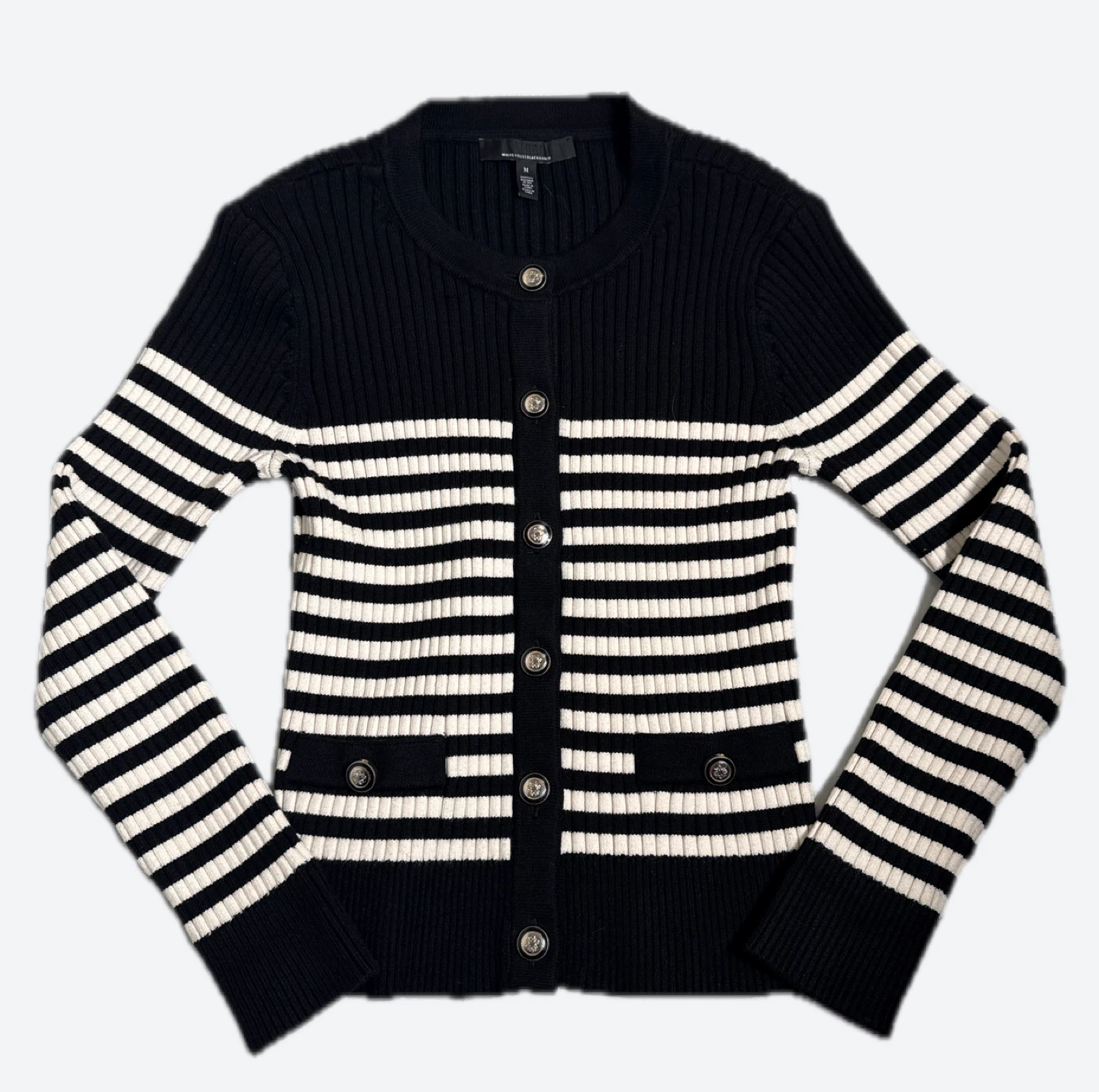 WHBM Striped Button Cardigan
