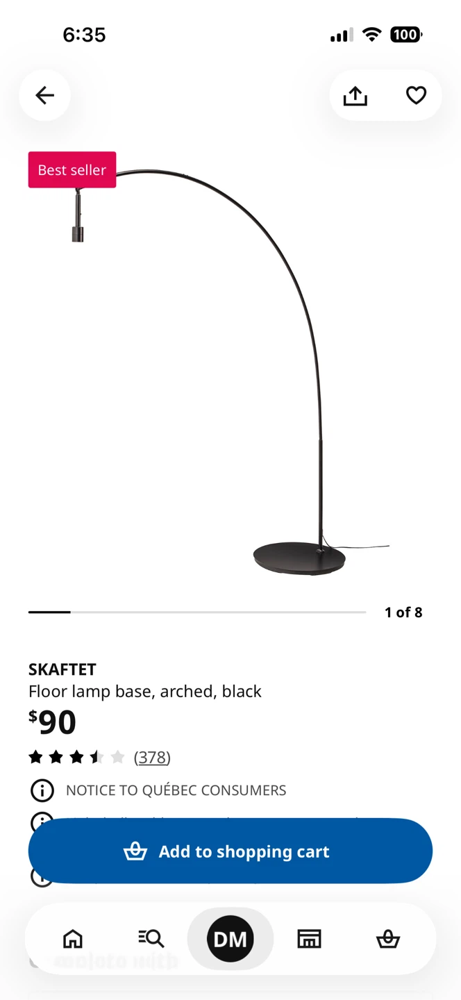 MOVING - Arched Floor Lamp, Base and Shade - photo 3