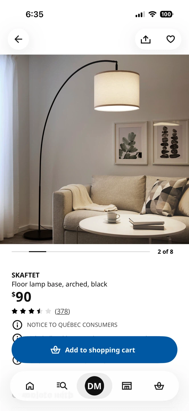 MOVING - Arched Floor Lamp, Base and Shade - photo 2