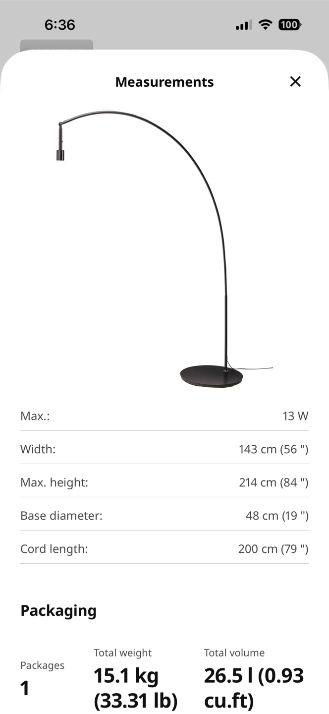 MOVING - Arched Floor Lamp, Base and Shade - photo 4