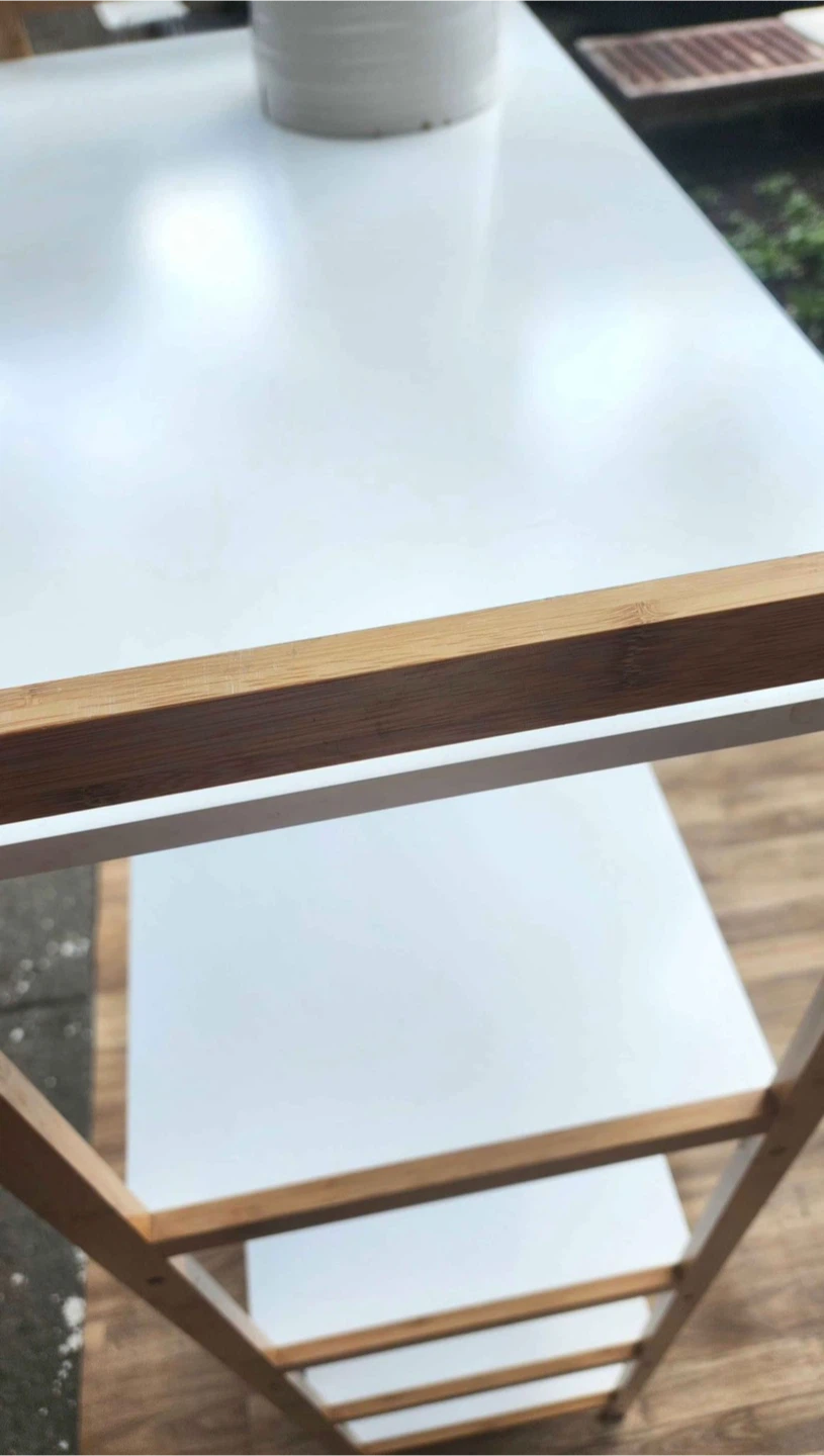 5-Tier Bamboo and White Shelving Unit - photo 3