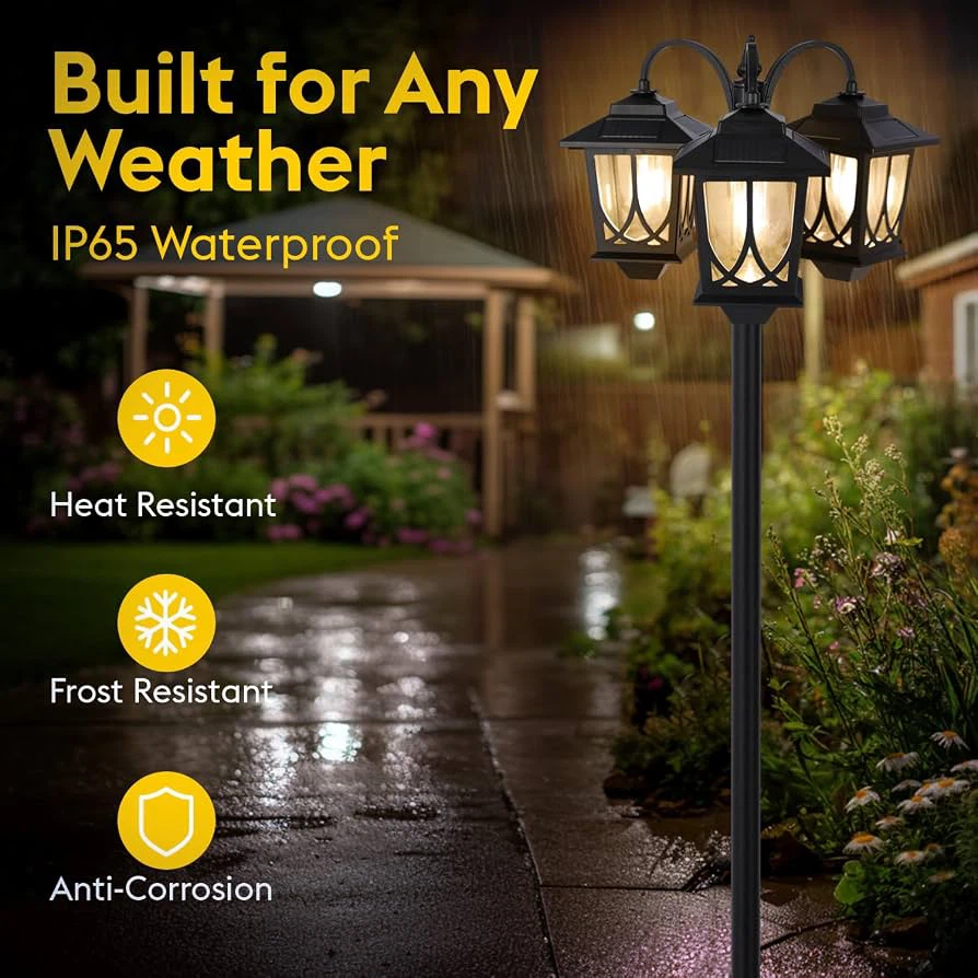 3-Head Solar Lamp Post Light - photo 2