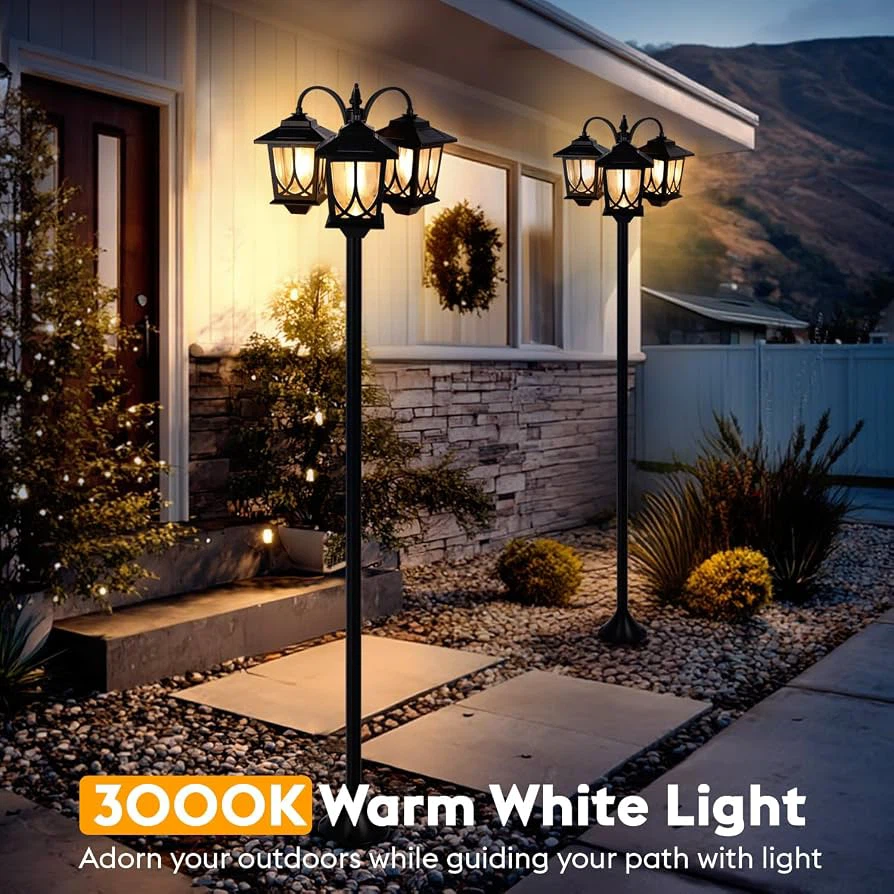 3-Head Solar Lamp Post Light - photo 3
