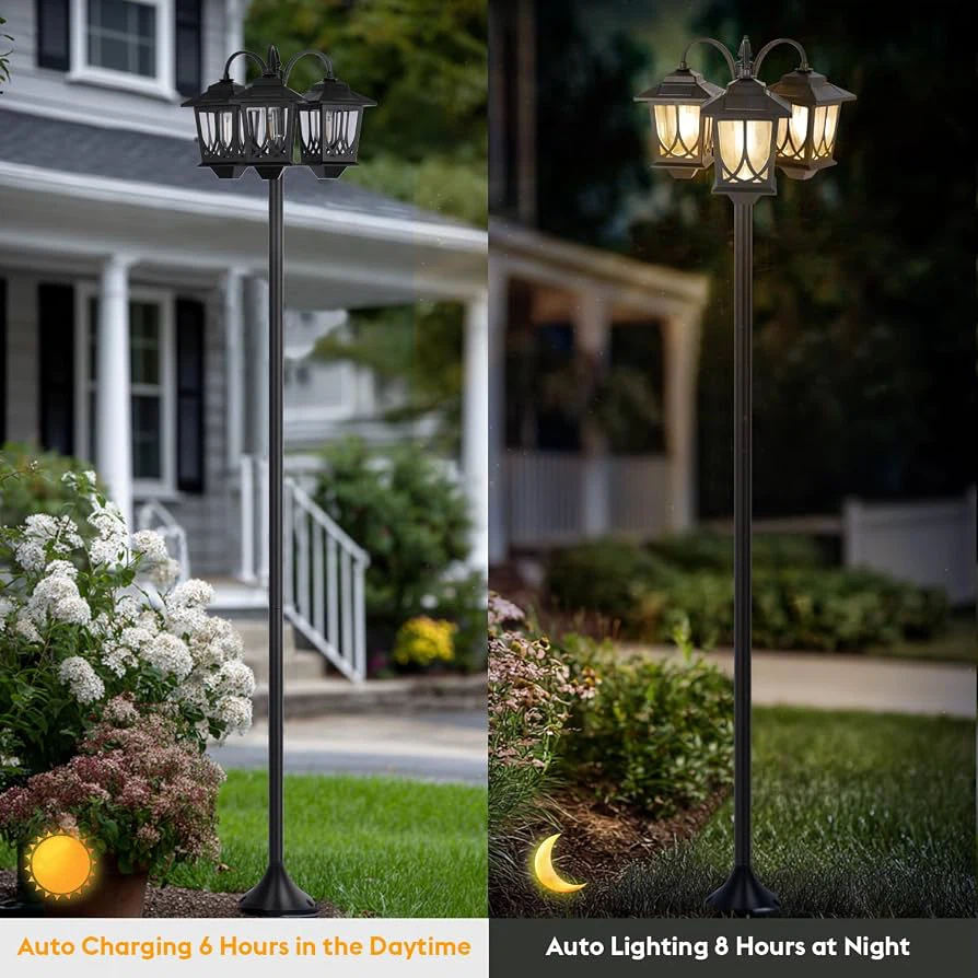 3-Head Solar Lamp Post Light - photo 5