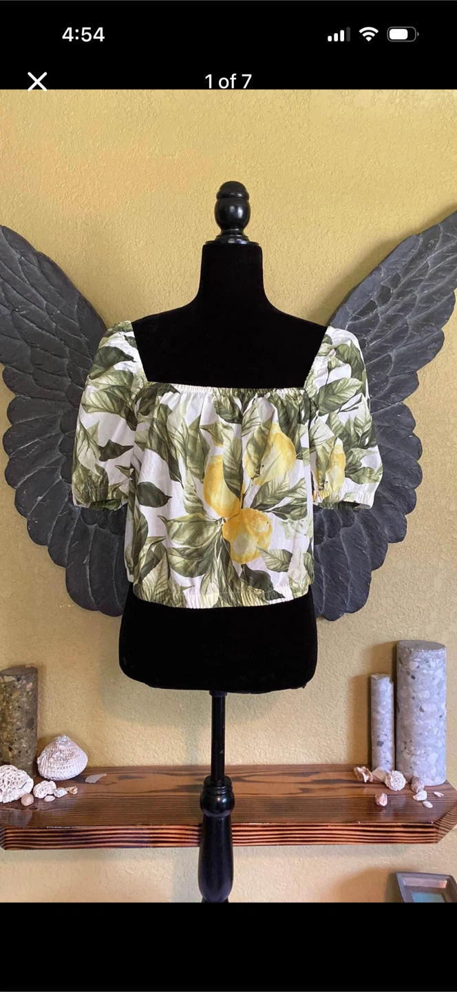 H&M New Lemon Tree Off The Shoulder Crop Top