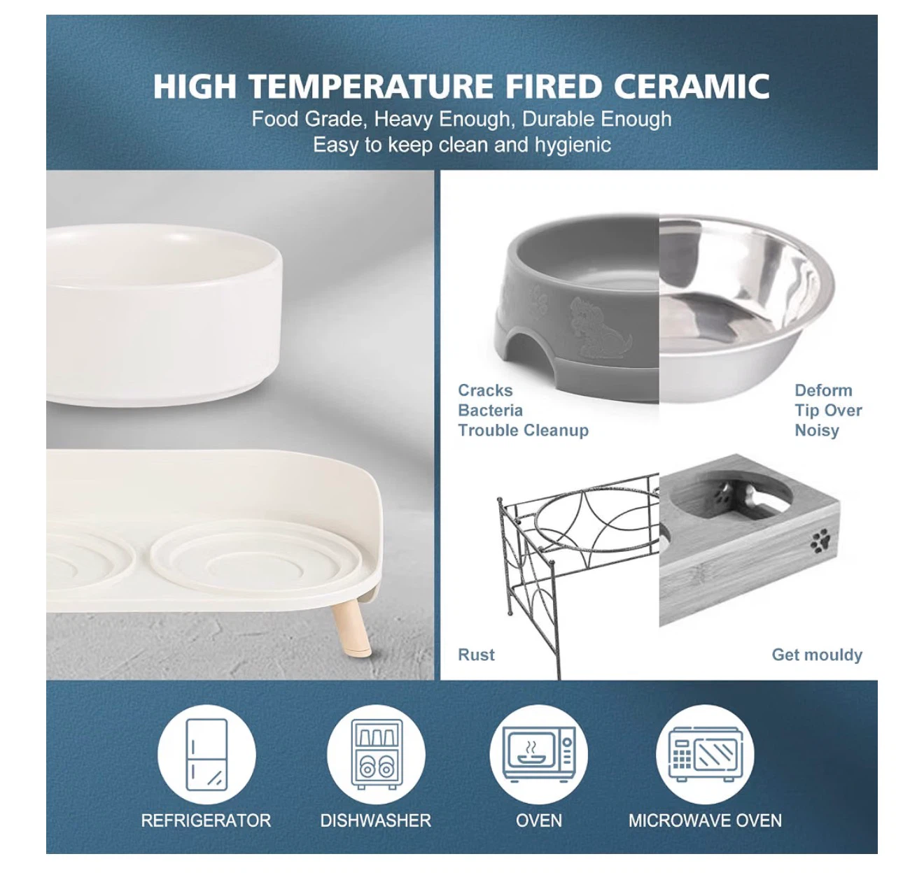 AHIX Ceramic Pet Bowls with Stand - photo 3