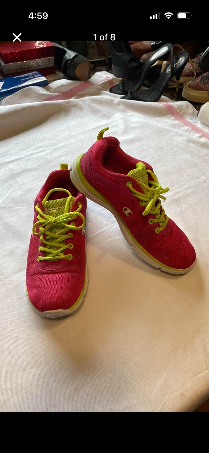 Champion Women's Pink Yellow Neon Lace Up Sneakers 8.5