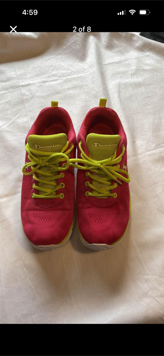 Champion Women's Pink Yellow Neon Lace Up Sneakers 8.5 - photo 2