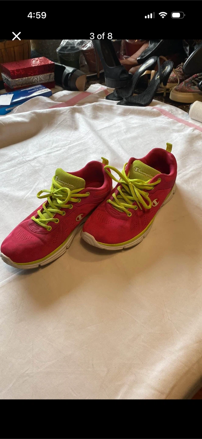Champion Women's Pink Yellow Neon Lace Up Sneakers 8.5 - photo 3