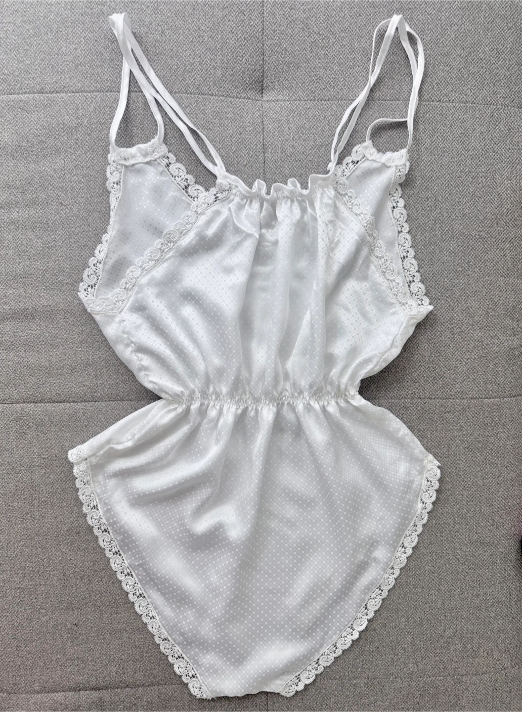 White Satin Lace Teddy / Lingerie Romper - photo 2