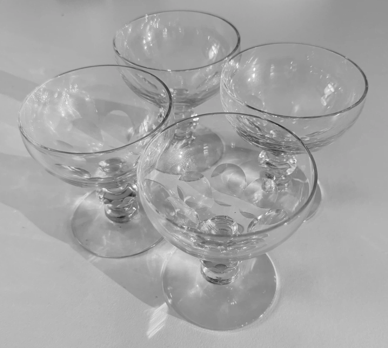 4 Vintage Crystal Sherbet/Champagne Coupe Stemware