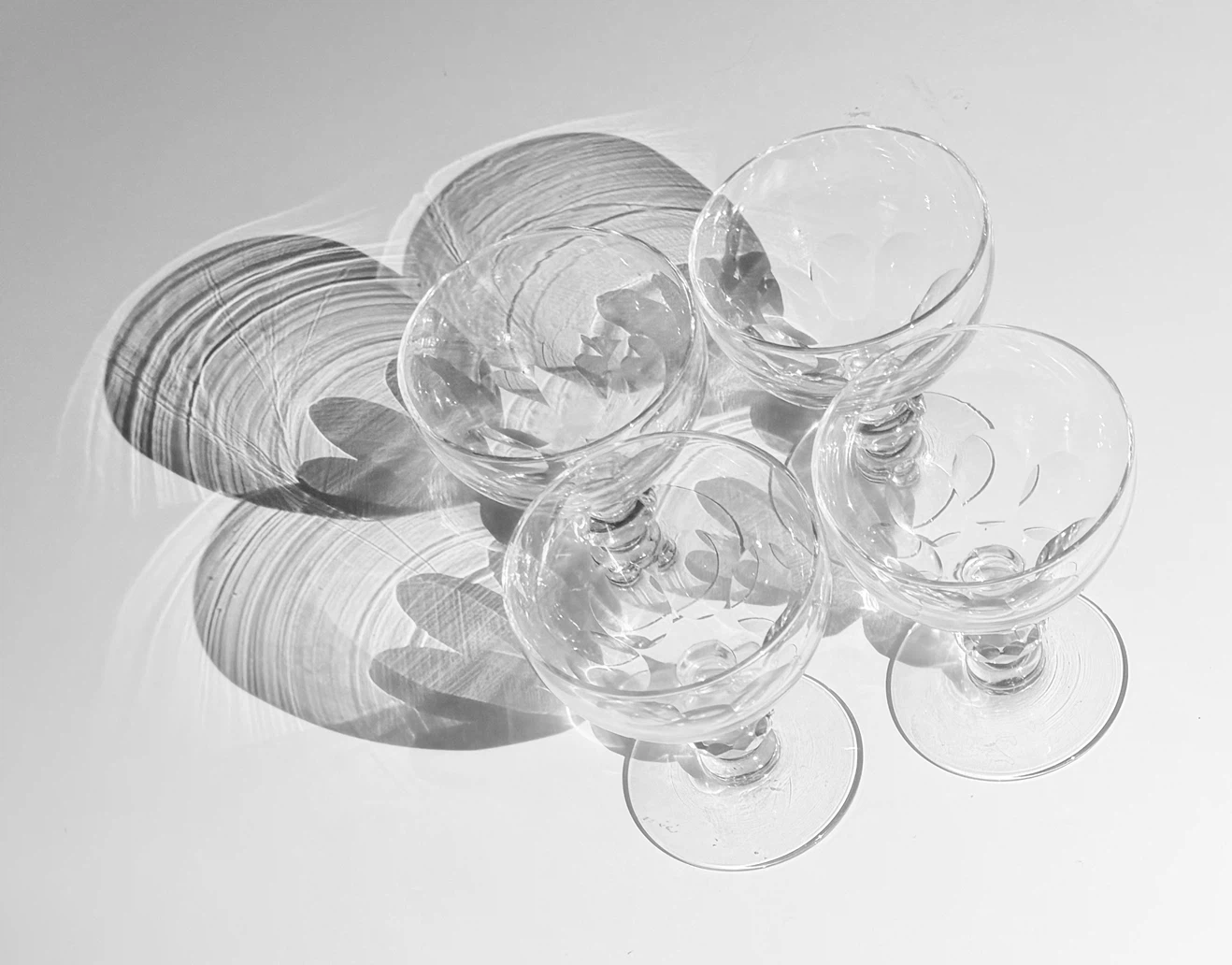4 Vintage Crystal Sherbet/Champagne Coupe Stemware - photo 3