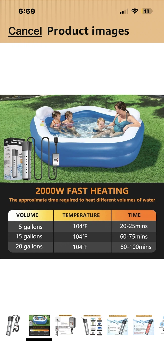 2000W Immersion Water Heater for Inflatable Pool - photo 4