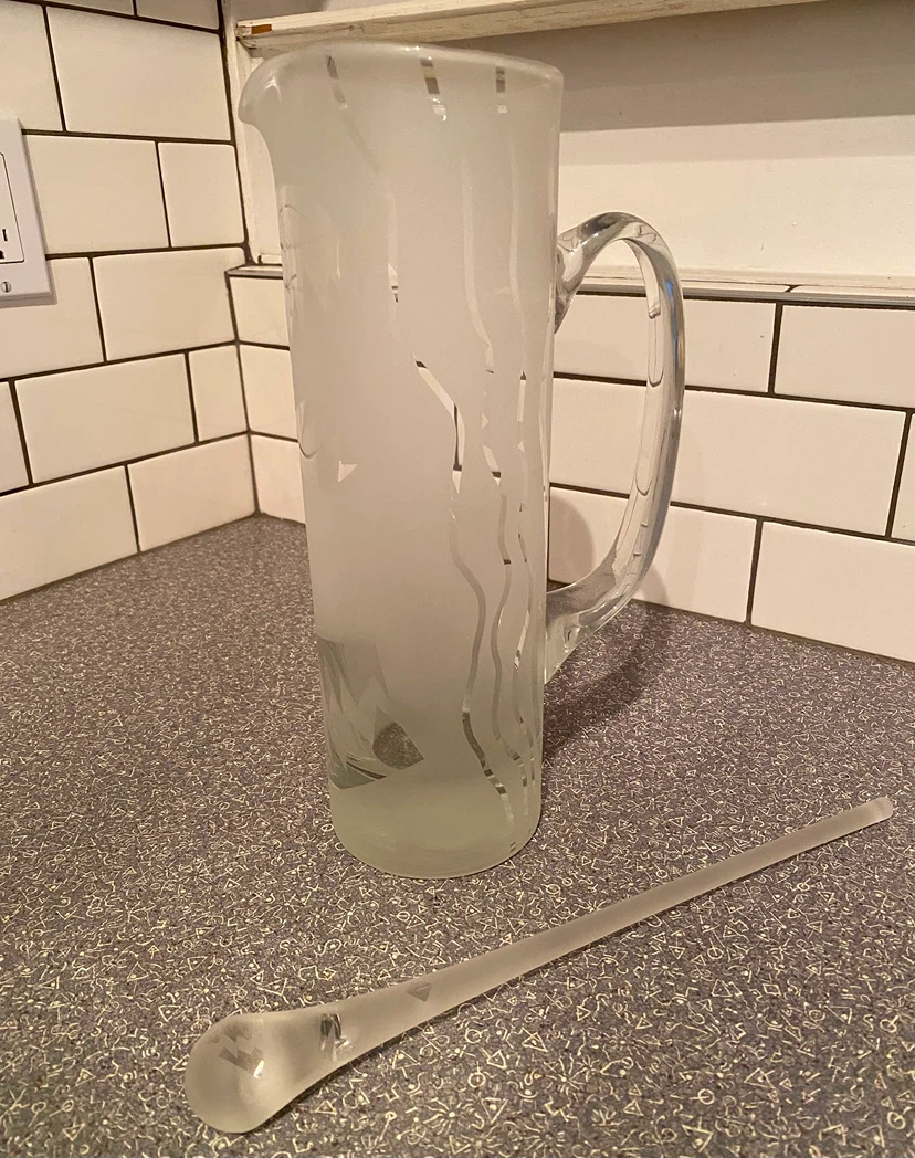 Frosted Glass Pitcher with Stirrer