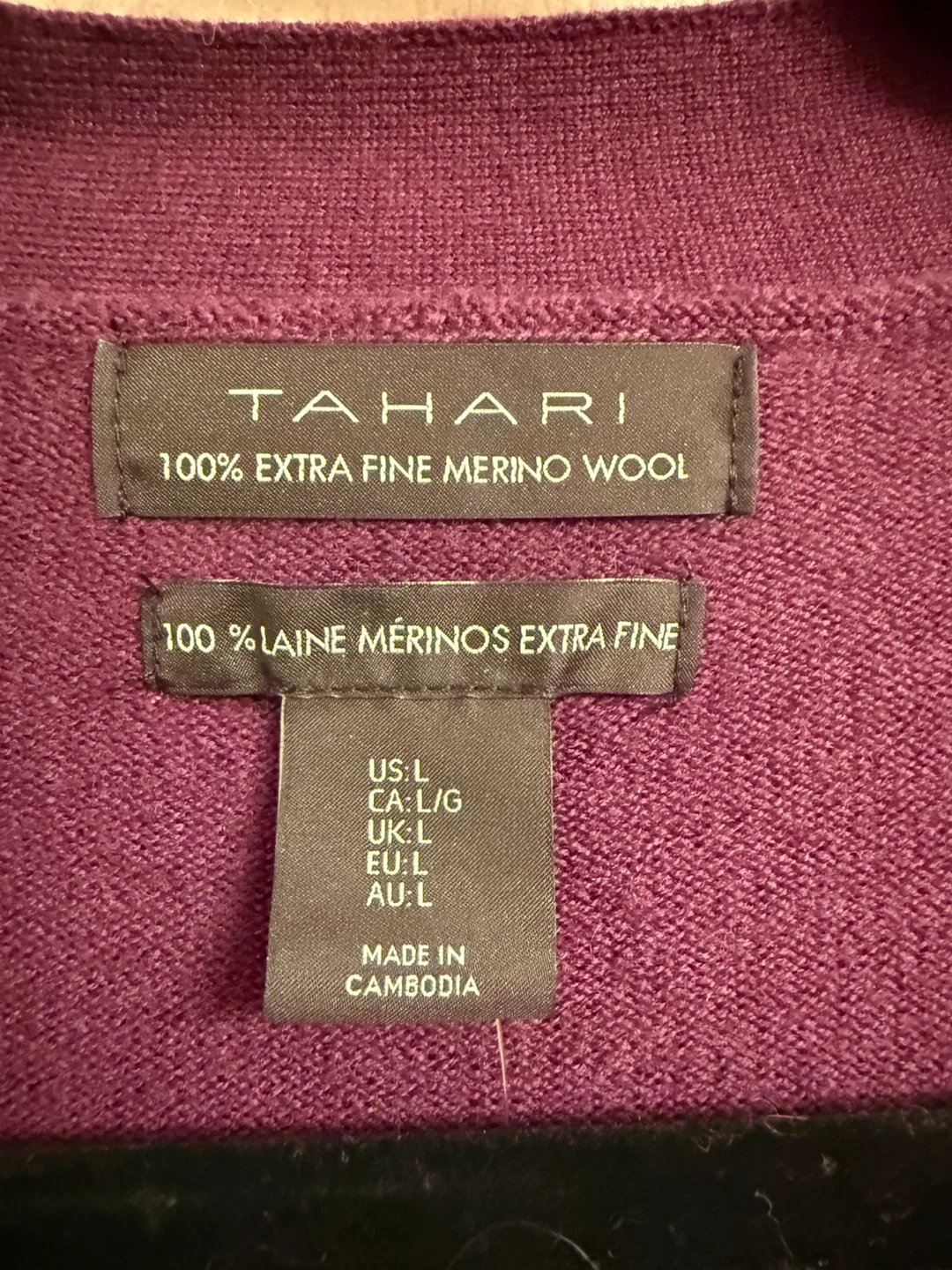 Tahari 100% Extra Fine Merino Wool Cardigan - Size L - photo 2