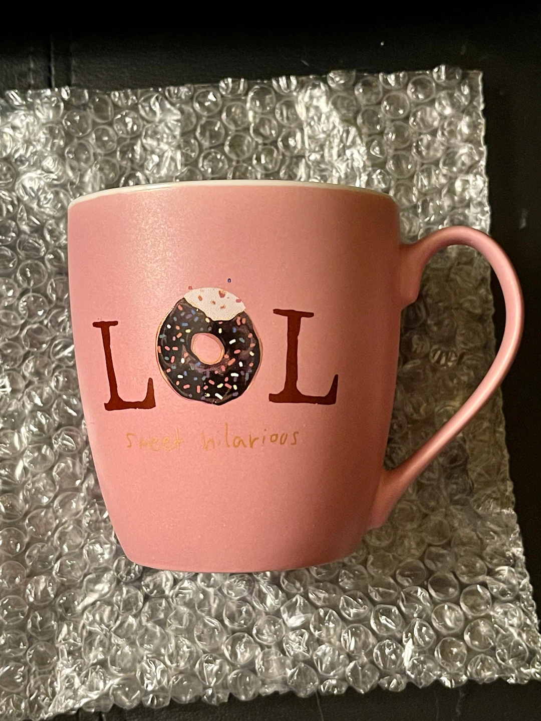 NEW Pink "LOL Sweet Hilarious" Donut Mug