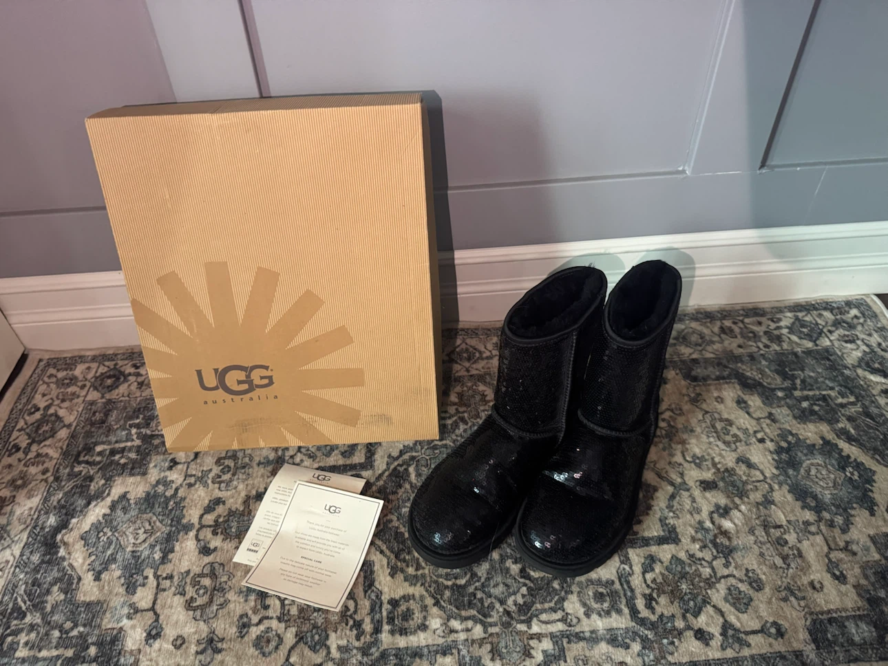 UGG Australia Black Sequin Boots with Box