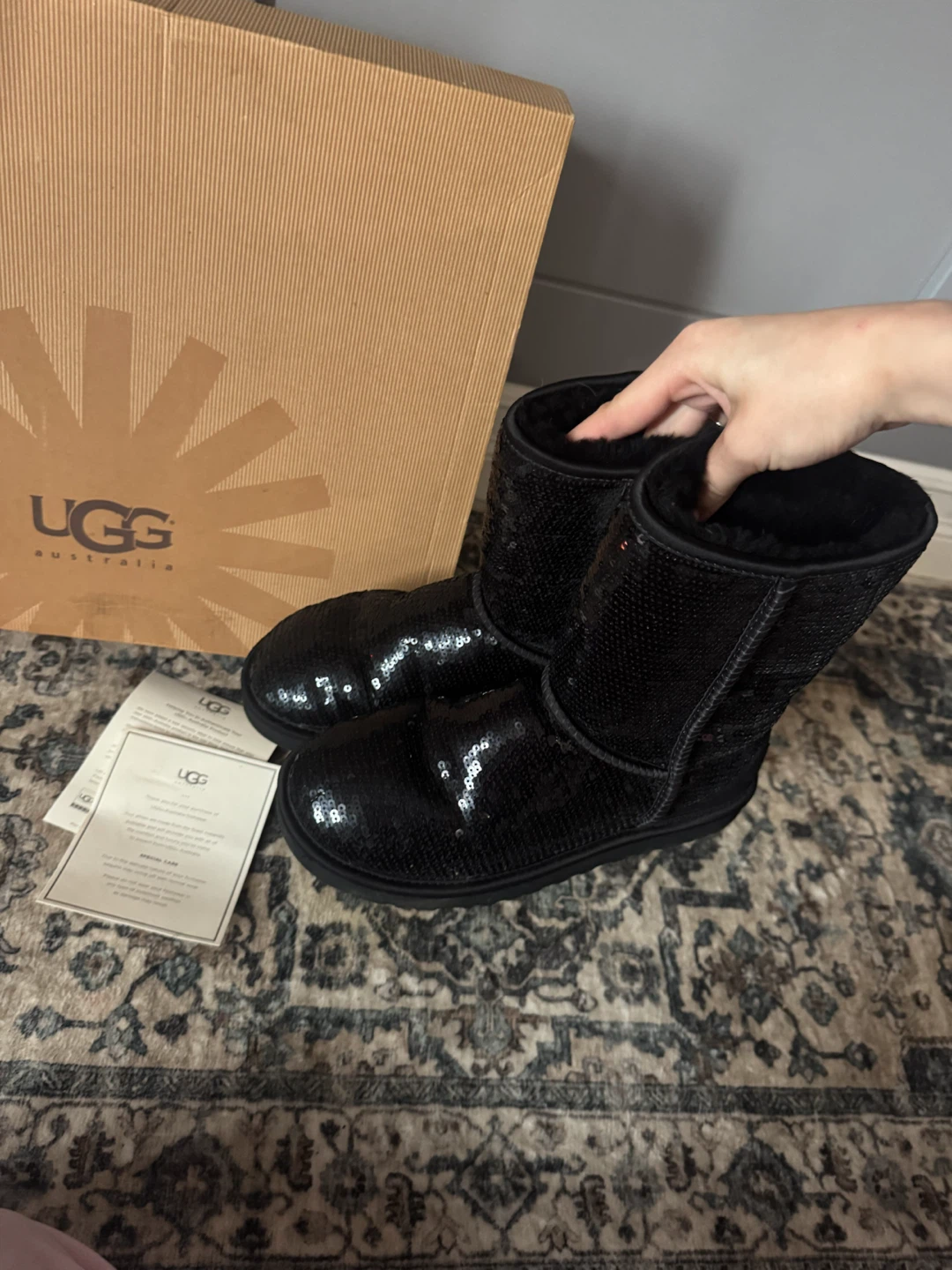 UGG Australia Black Sequin Boots with Box - photo 2
