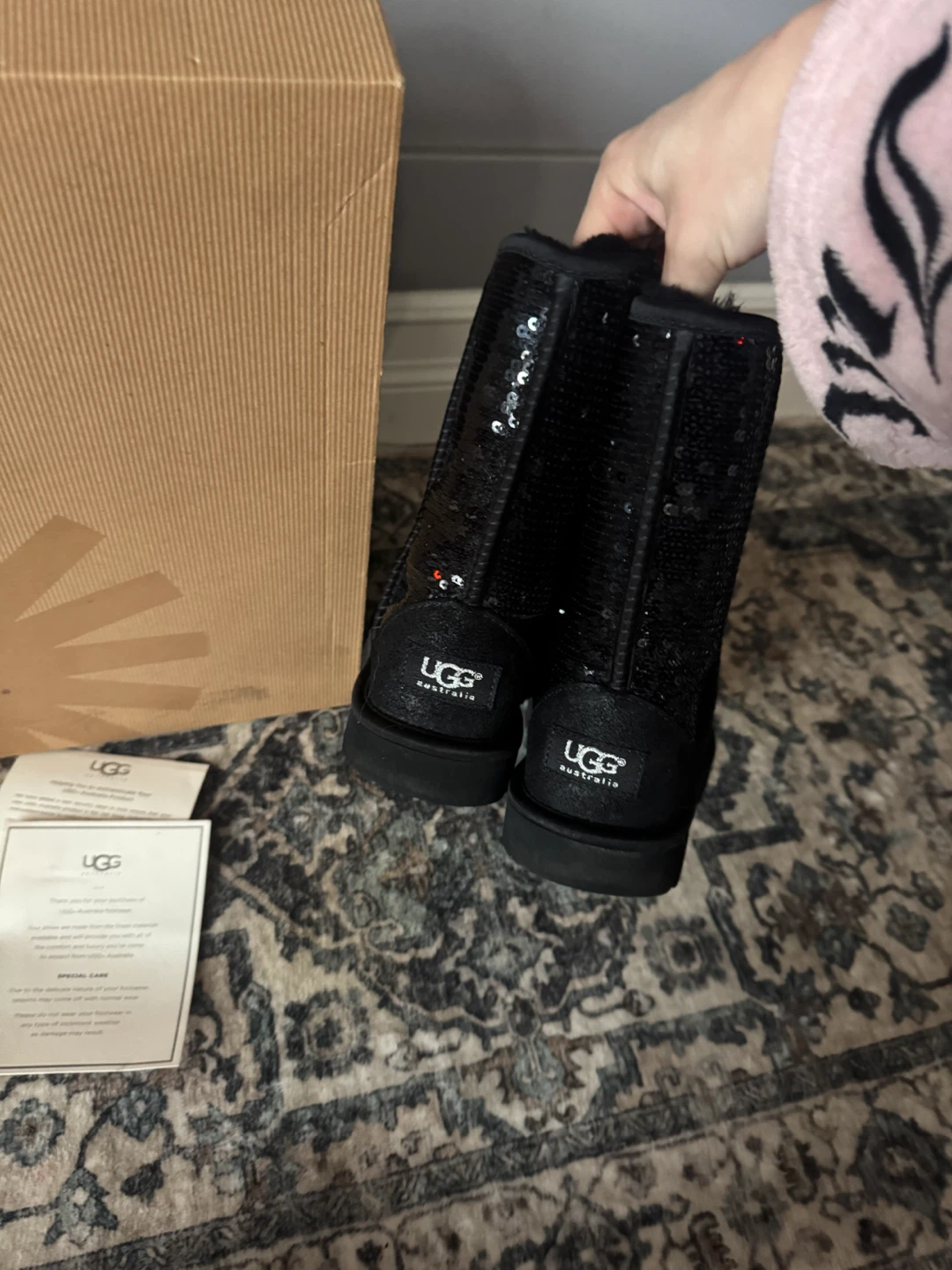 UGG Australia Black Sequin Boots with Box - photo 5