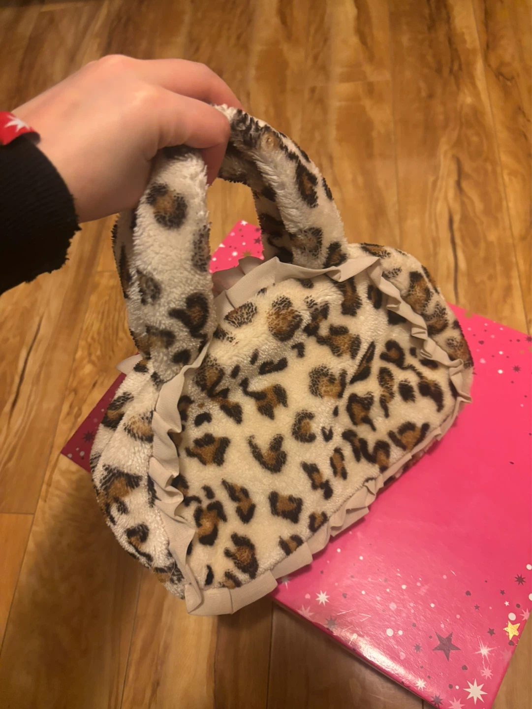 Forever 21 Y2K Faux Fur Leopard Print Handbag with Ruffle Trim - photo 3