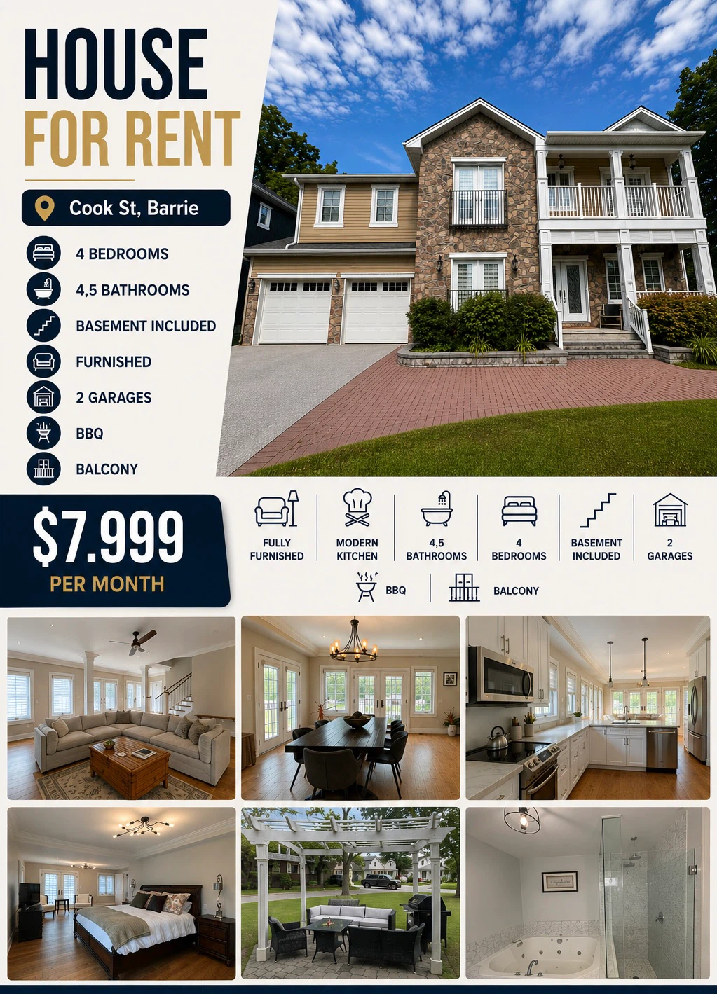 House for Rent in Cook St, Barrie - 4 Bedrooms
