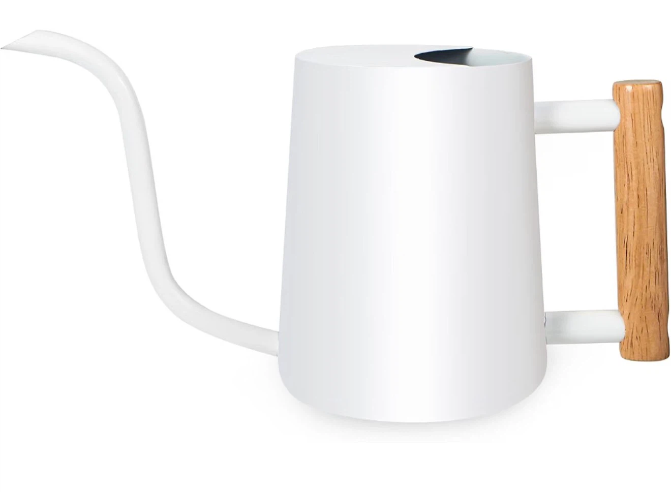 White Pour Over Coffee Kettle with Wooden Handle - 1000 ML