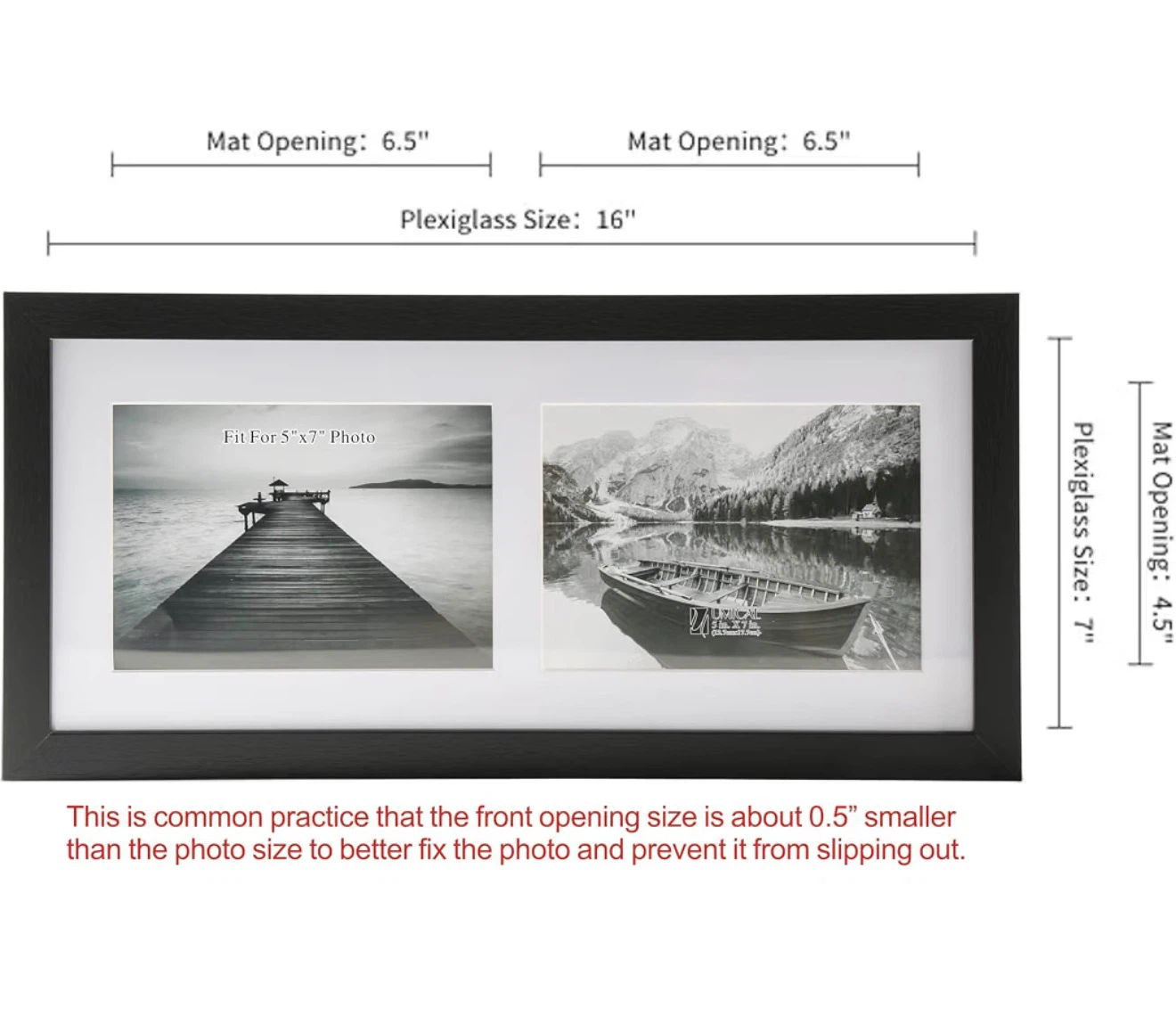 Black Double Photo Frame for 5"x7" Photos - photo 2
