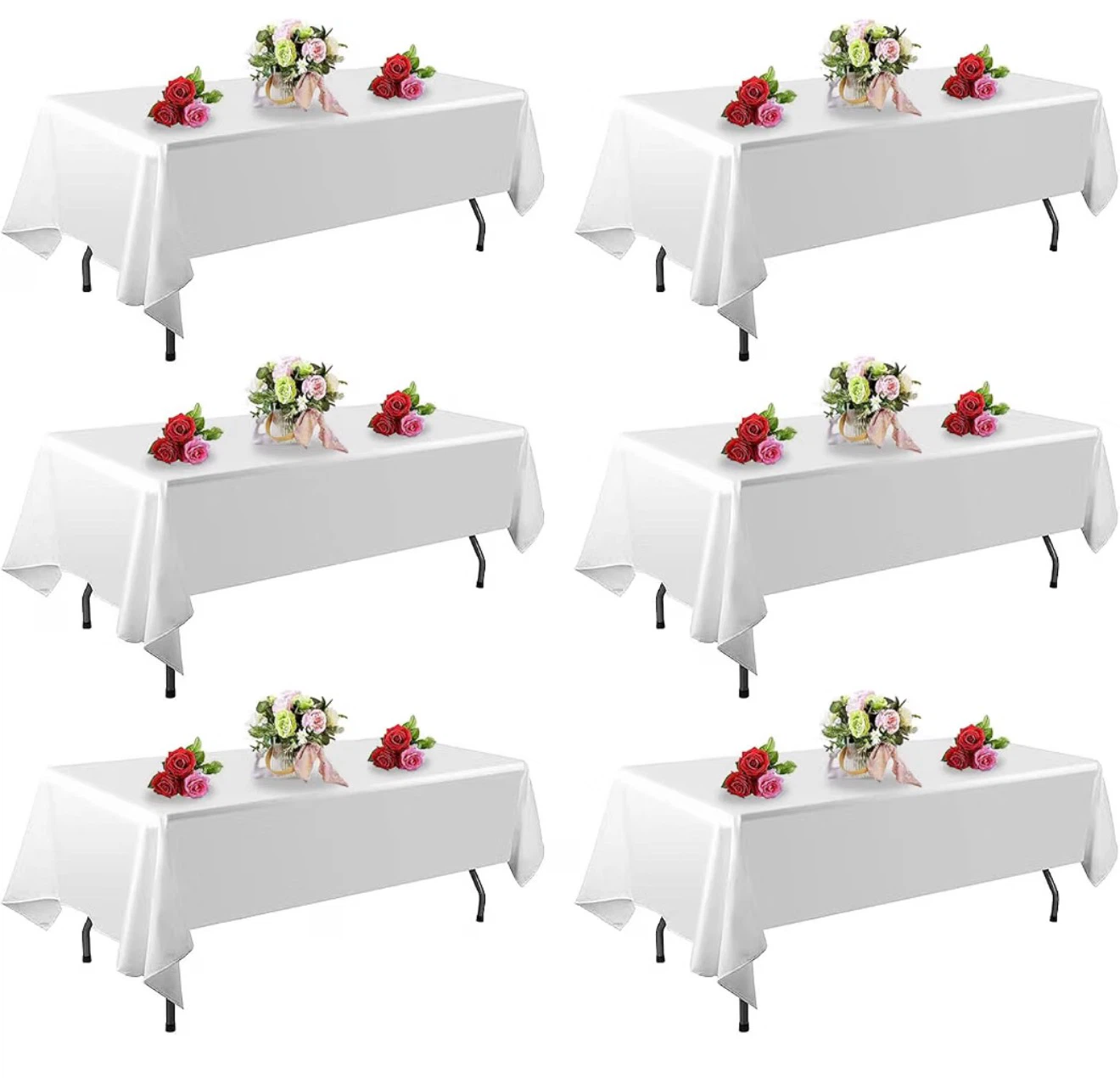 FINDYOU 6 Pack White Rectangular Tablecloths - 60 x 102 Inch
