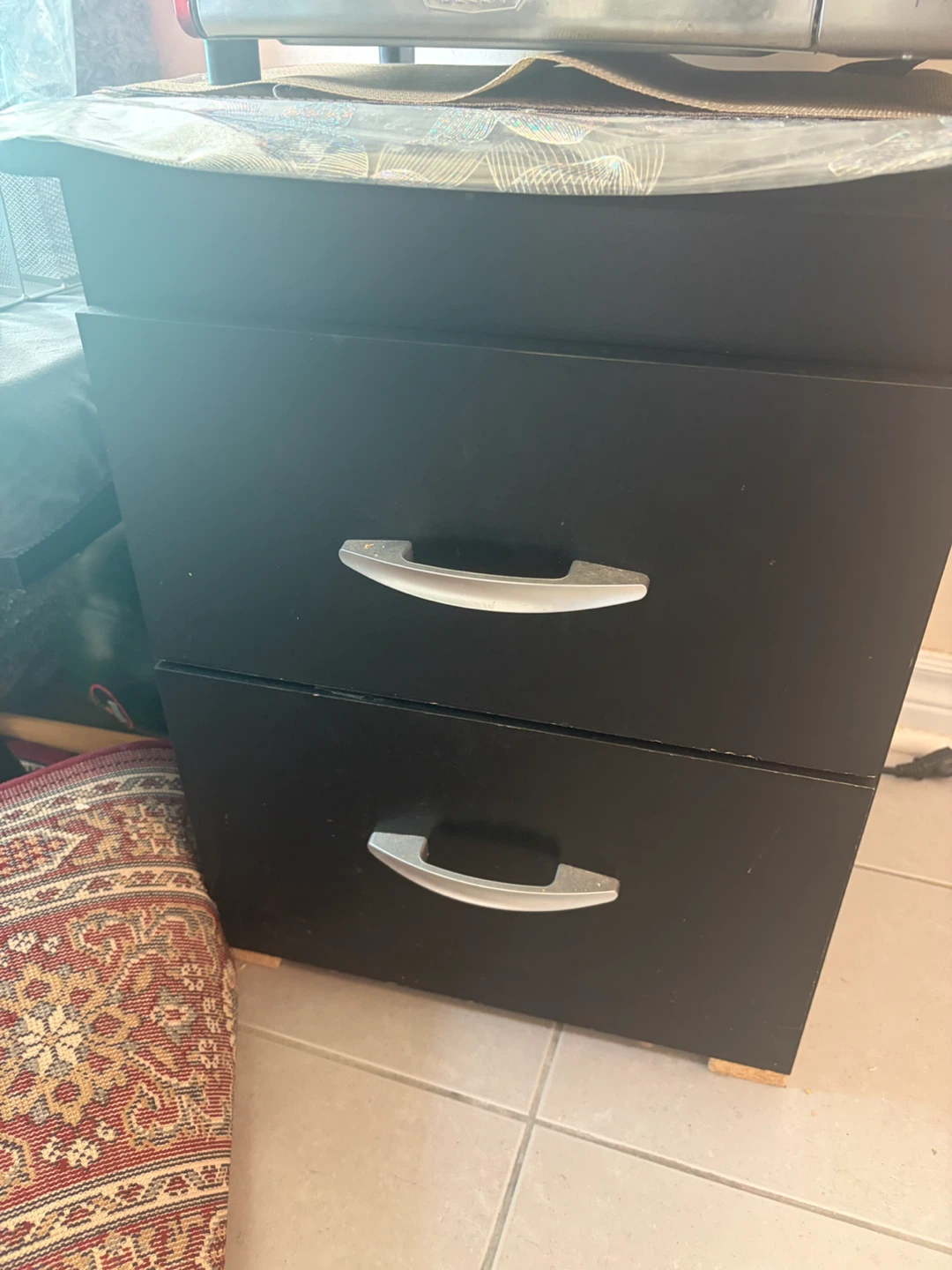 Black 2-Drawer Nightstand