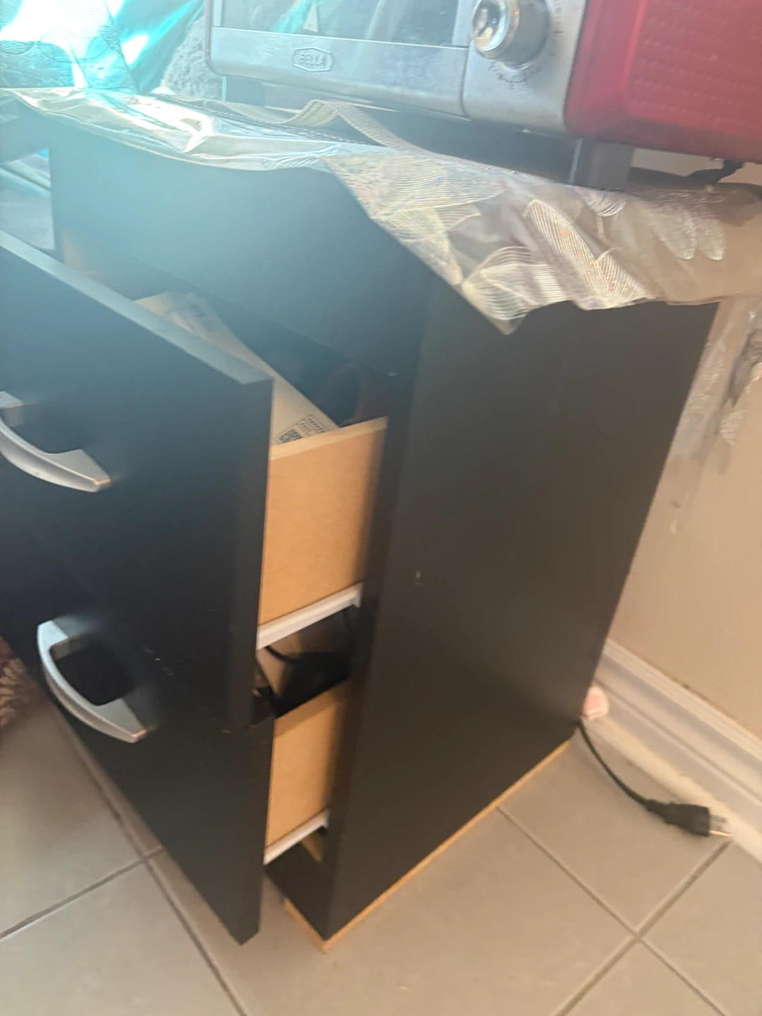 Black 2-Drawer Nightstand - photo 2