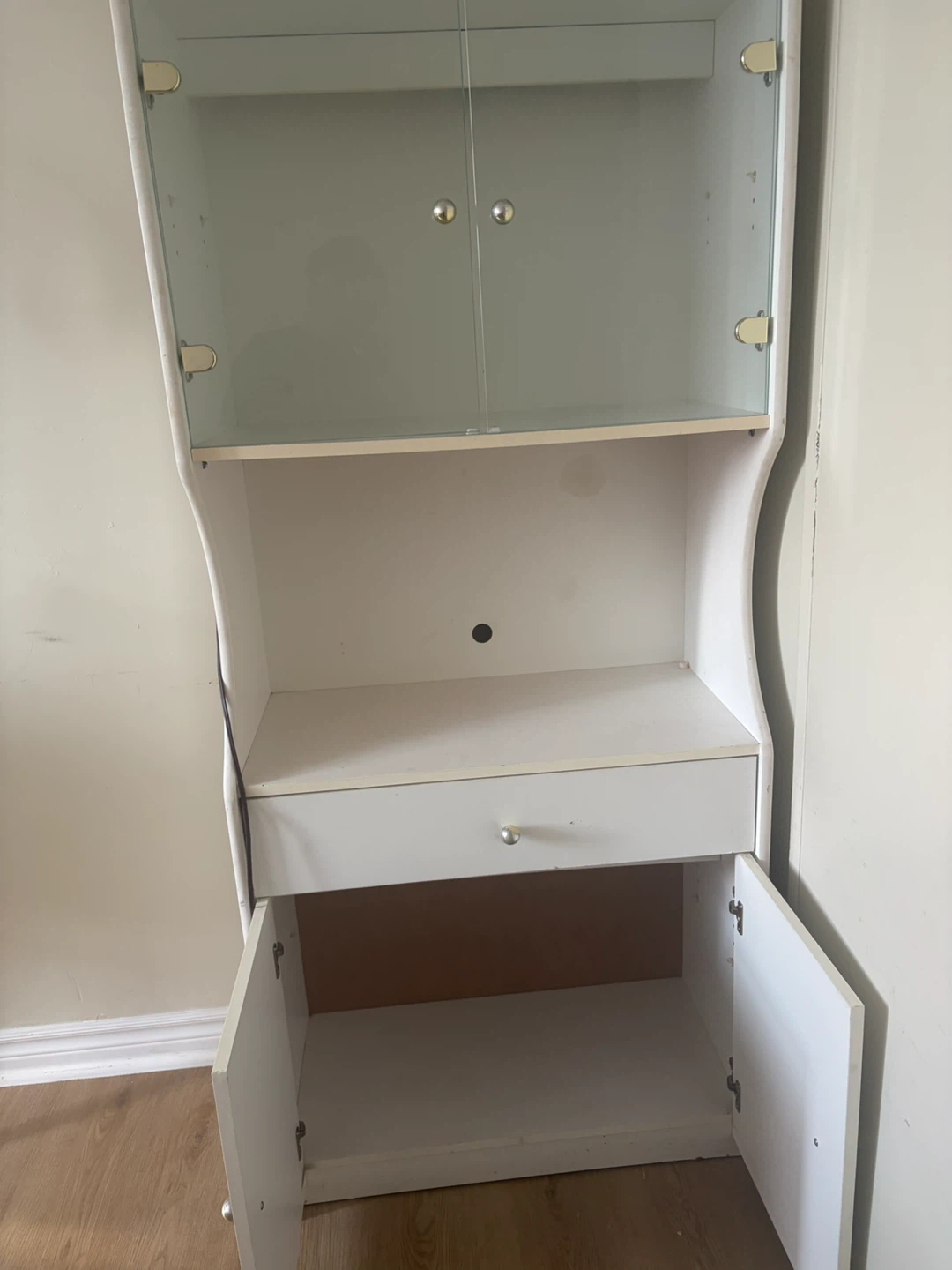 White Kitchenette / Storage Cabinet with Glass Doors - photo 3