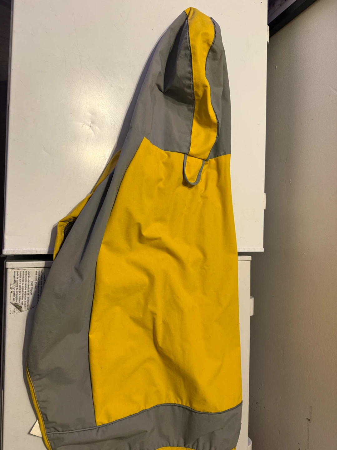 Yellow and Grey Dog Raincoat with Hood