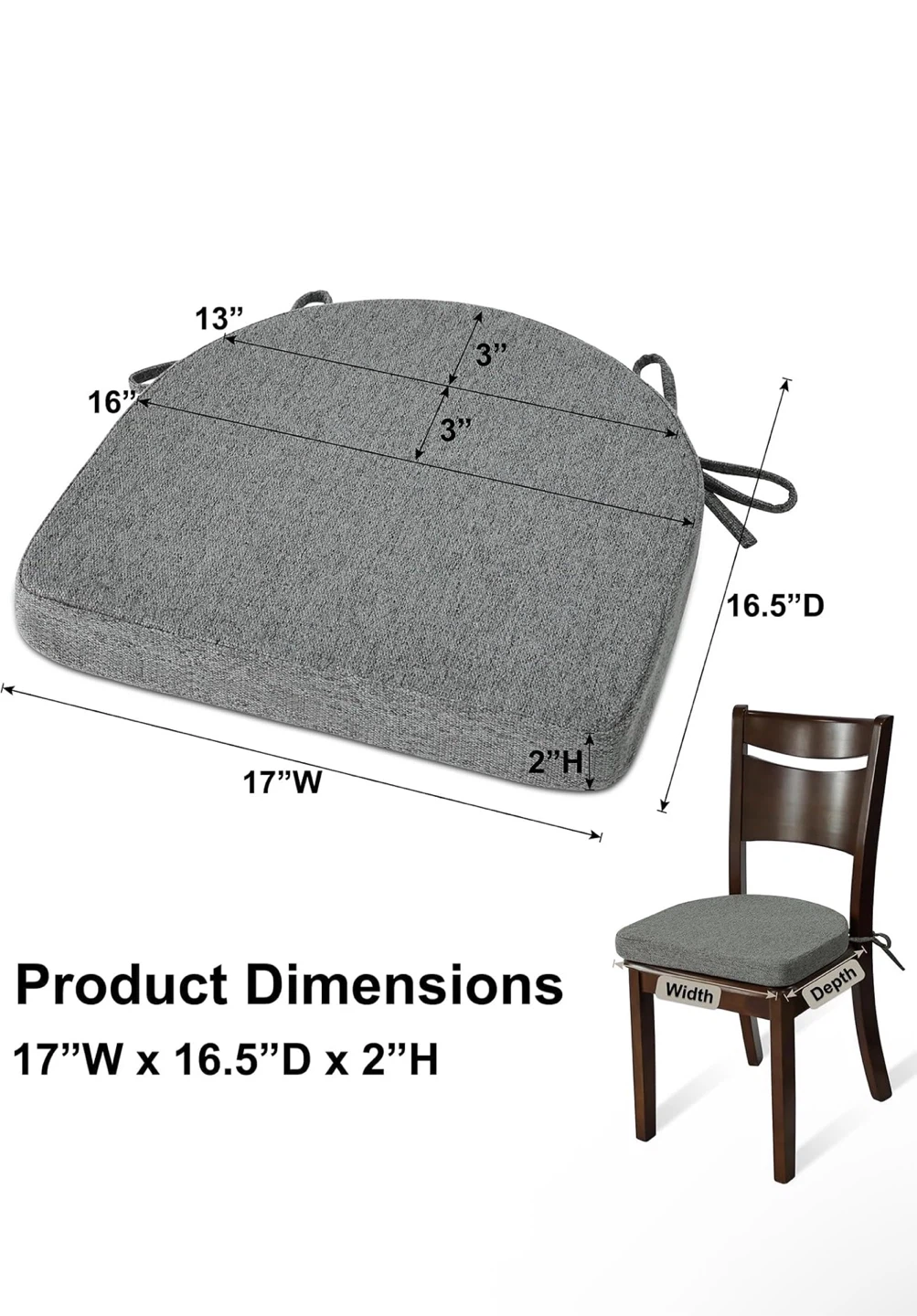 Shinnwa Chair Cushions (Set of 4) - 16.5" D x 17" W, Light Gray - photo 2