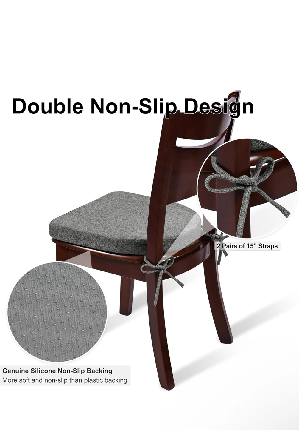 Shinnwa Chair Cushions (Set of 4) - 16.5" D x 17" W, Light Gray - photo 3